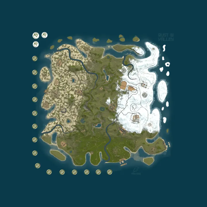 Map of [US] RustValley 2x PVE+ |Legendary Weapons| Raidable Bases|